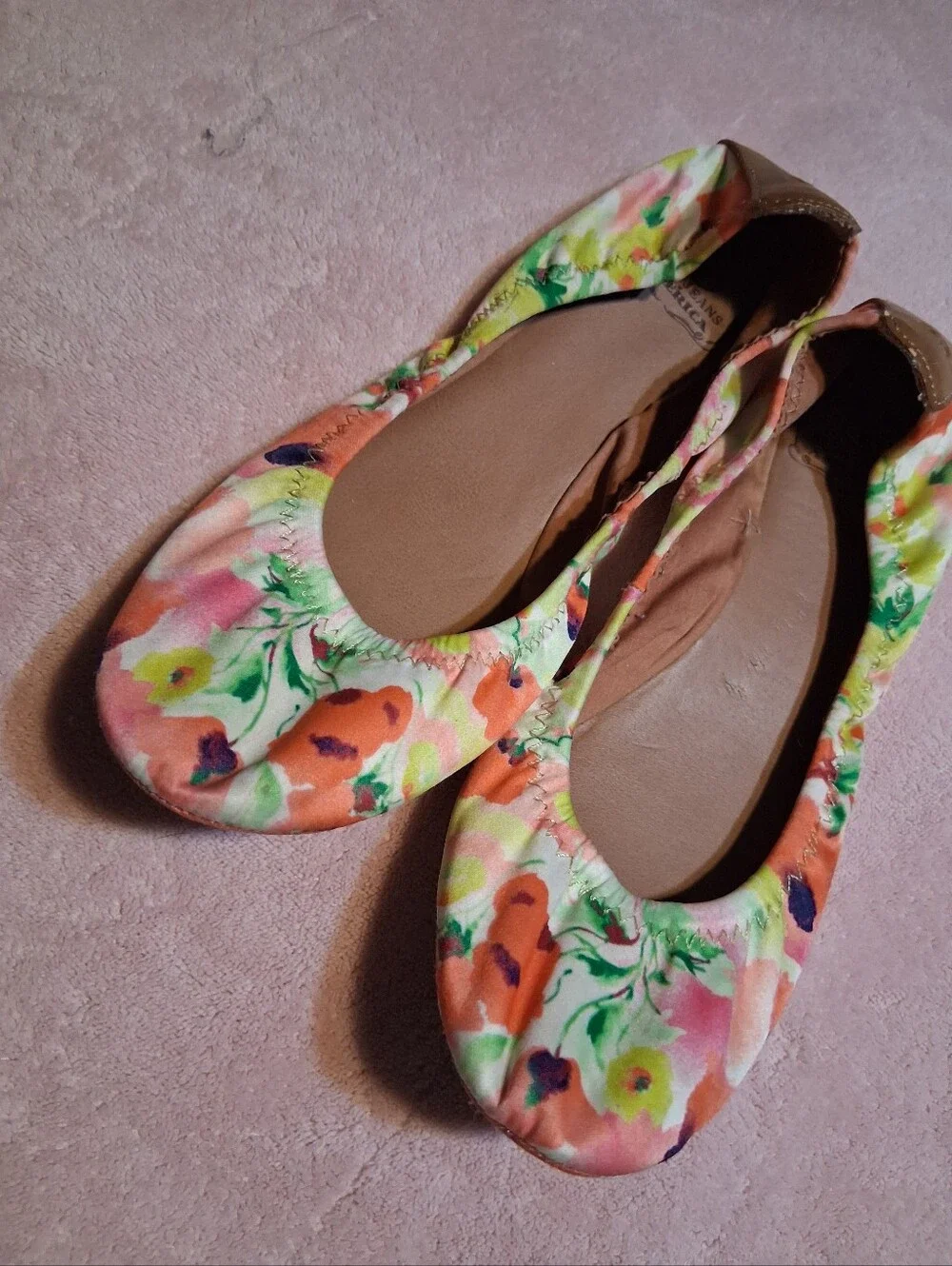Ballet Summer Flats Size 7.5M  Emmie Floral Cottagecore Slip-on Elastic Travel